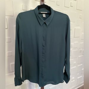 Green button-up blouse